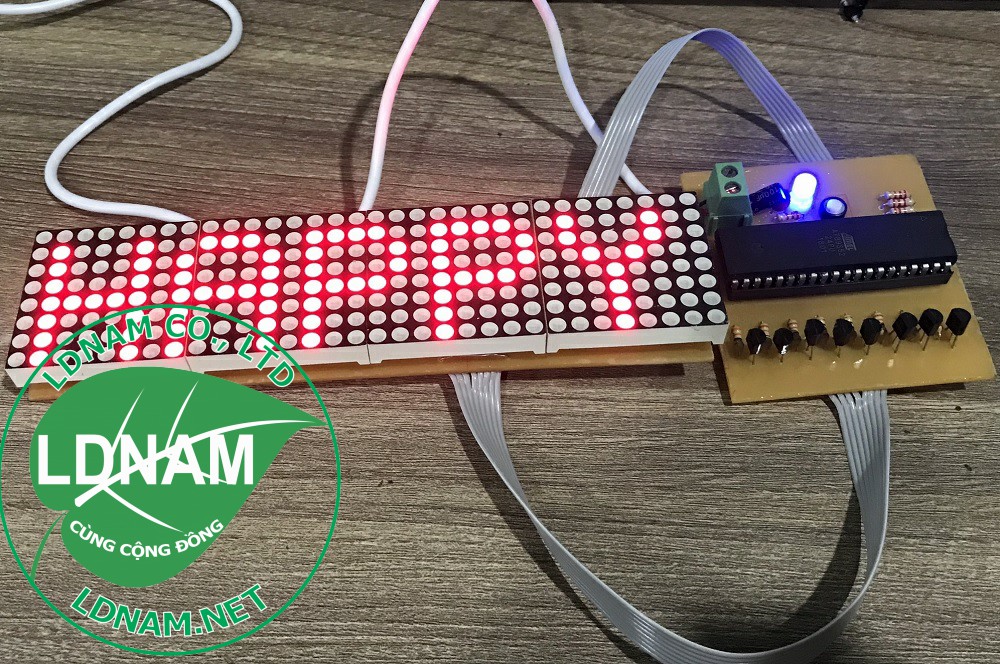 Full file mạch quang báo 4 LED ma trận (matrix) chạy chữ 89S52 LDNam